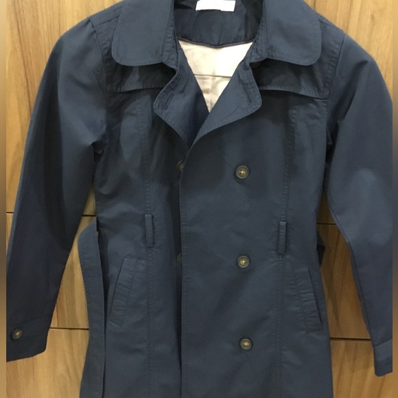 Kids fall/spring navy blue trench coat from brand “Name It”. - Picture 4 of 5